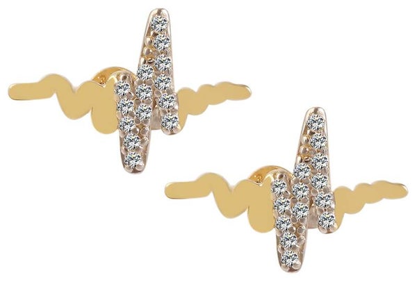 333/- Gold "Healy" Ohrstecker, Herzschlag mit Zirkoniabesatz, 8 Karat, Gelbgold