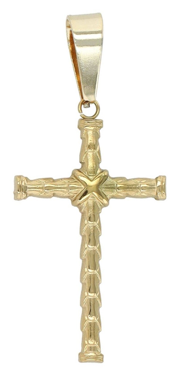 Akzent Kreuz "Nyrith", Edelstahlanhänger mit Muster, goldfarben