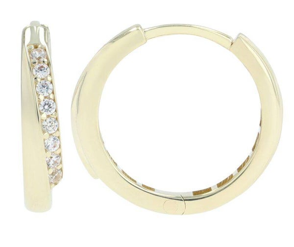 333/- Echt Gold Creolen "Gamila" Ø 12 mm mit Zirkonia, 8 Karat, Gelbgold