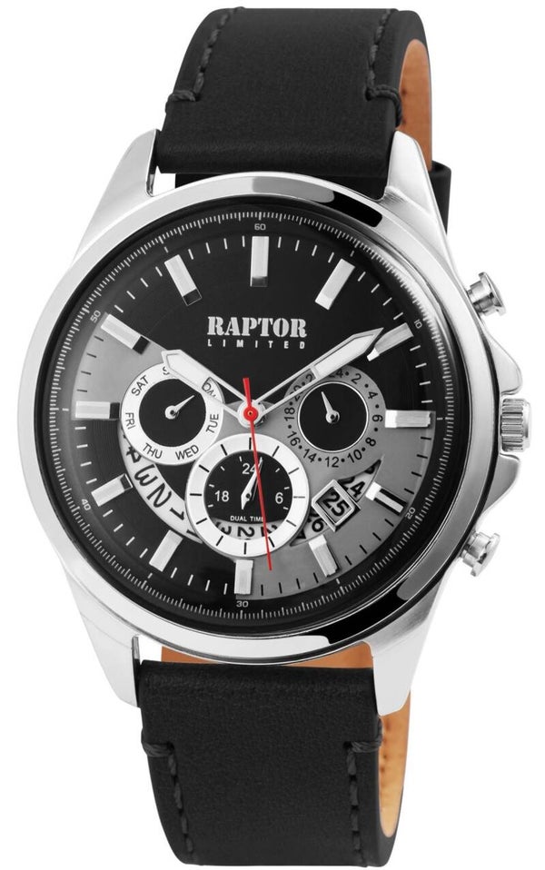 RAPTOR LIMITED Herrenuhr "Beam" mit Multifunktionsuhrwerk und Echt Lederband