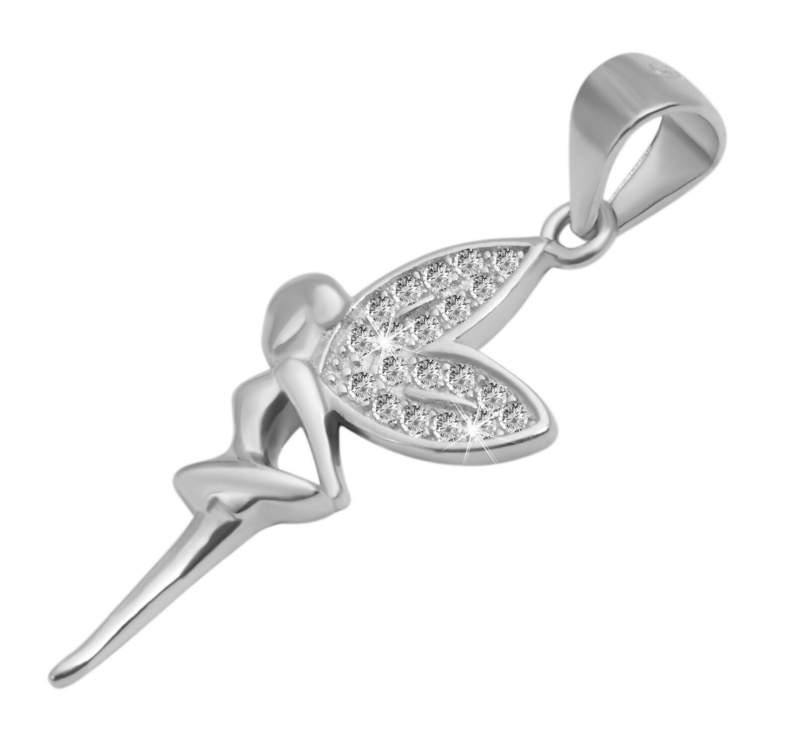 925/- Echt Silber Anhänger "Ahu", Fee, ohne Kette, Zirkoniabesatz, 925/rhodiniert