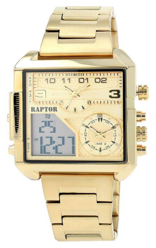 Raptor Herrenuhr "Domian" mit Edelstahlarmband, 3 Zeitzonen
