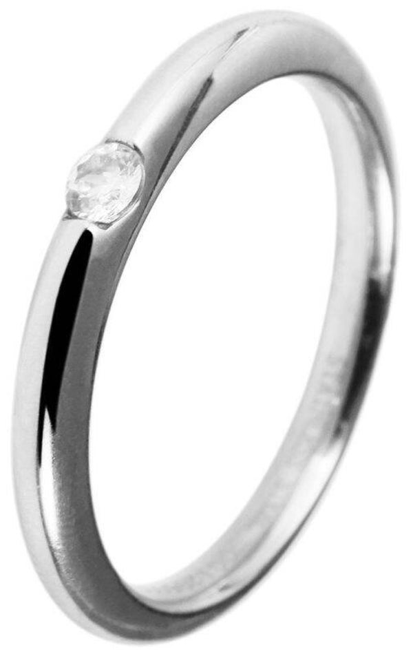 Akzent Damenring aus Edelstahl, mit Similistein, silberfarben, Gr. 52