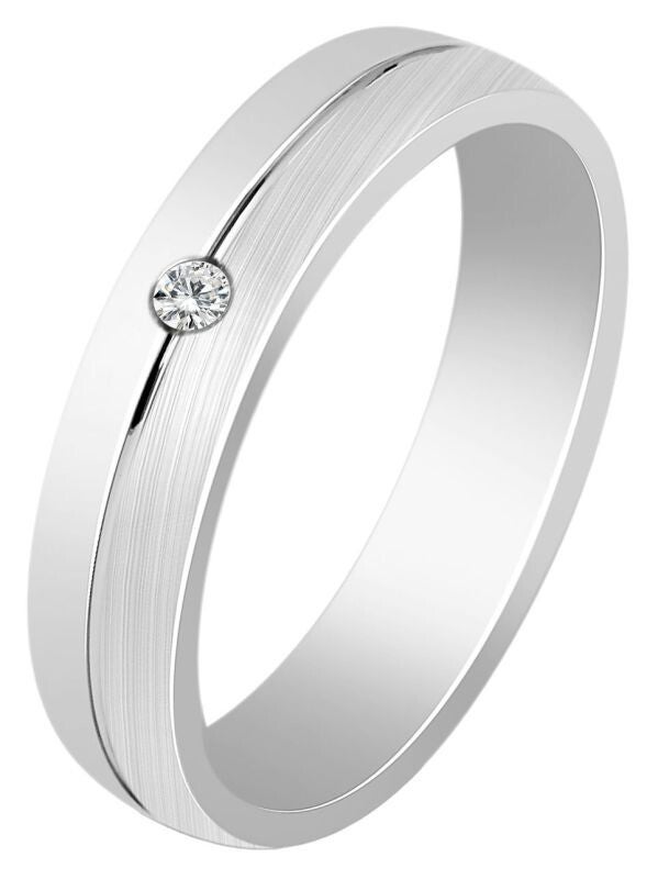 925/- Echt Silber Partnerring "Mariella" für Damen, Zirkoniabesatz, eismatt/poliert, rhodiniert, Gr. 60