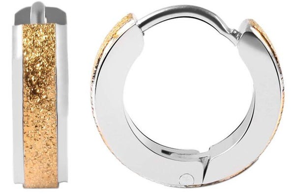 Aloni", Edelstahl Klapp-Creolen, sandgestrahlt, bicolor silberfarben/goldfarben 5050185-004