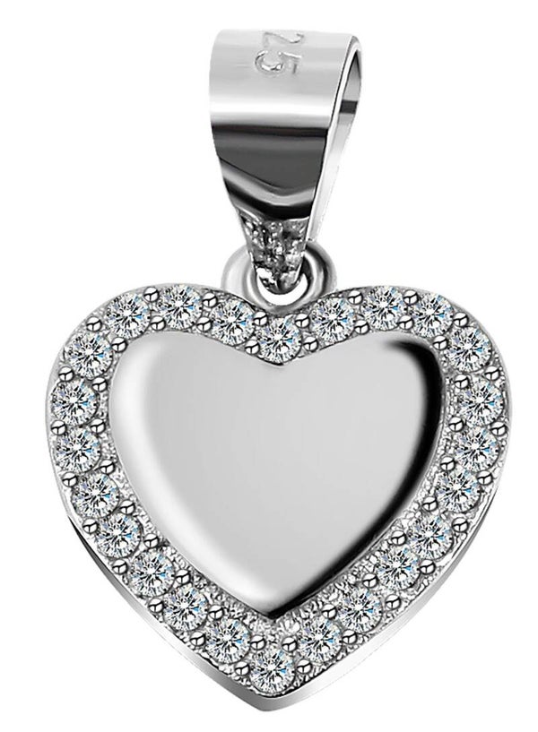 925/- Echt Silber Anhänger ohne Kette "Antje", Herz mit Zirkoniabesatz, 925/rhodiniert   5310167-001