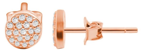 "Fraya" 925/- Echt Silber Ohrstecker - rund, Zirkonia, rosévergoldet   5300121-003