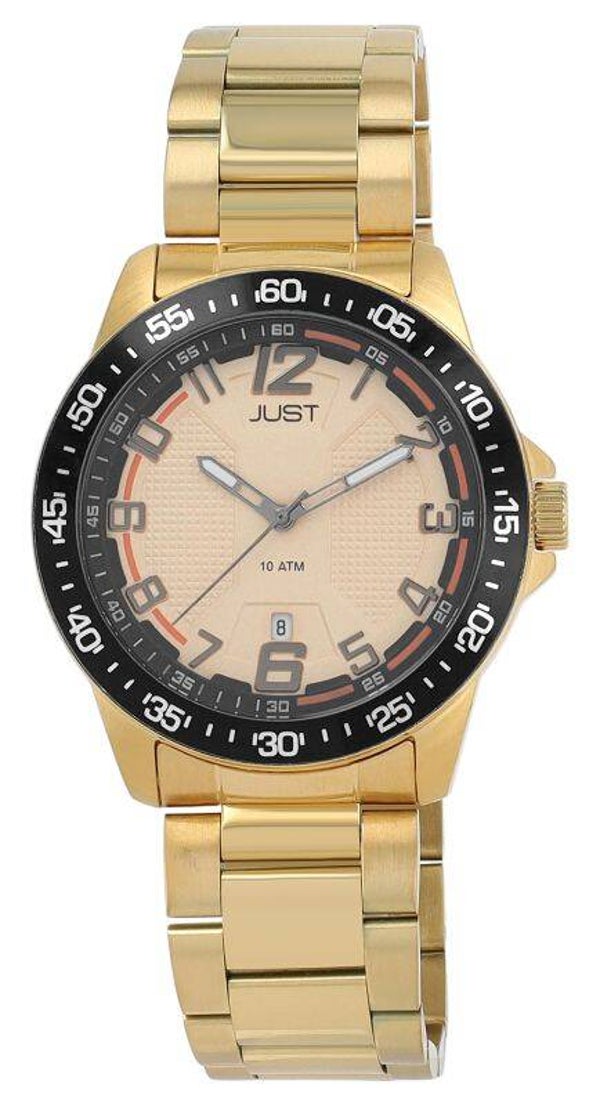 JUST Herrenuhr "Marten" mit Edelstahlarmband, Ø 43 mm, 10 ATM, goldfarben/ schwarz JU20168-004