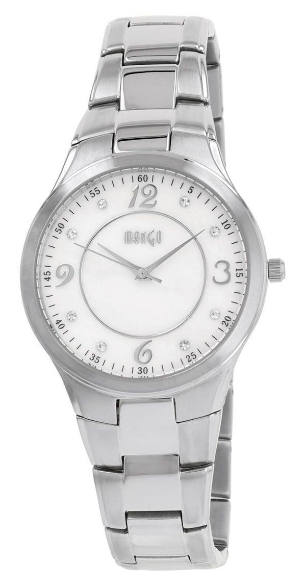 Mango Edelstahl Damenuhr Ø 36 mm, silberfarben/ Perlmutt