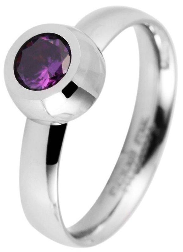 Akzent Damen-Ring aus Edelstahl mit Ersatzsteinen, silberfarben, Gr. 58