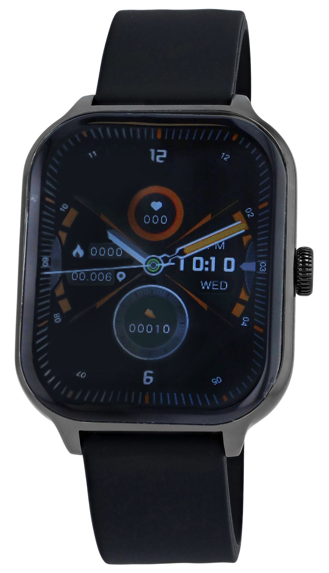 TimeTech Smartwatch mit Silikonband. 1,78-Zoll Display, schwarz/ schwarz