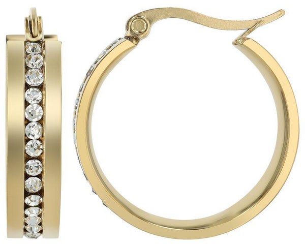 Cheyen", Akzent Edelstahl Creolen, Similibesatz, Ø 21 mm, goldfarben