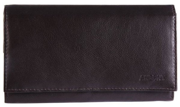 Akzent Damen Geldbörse aus Echtleder in dunkelbraun. Format 17 x 9 cm