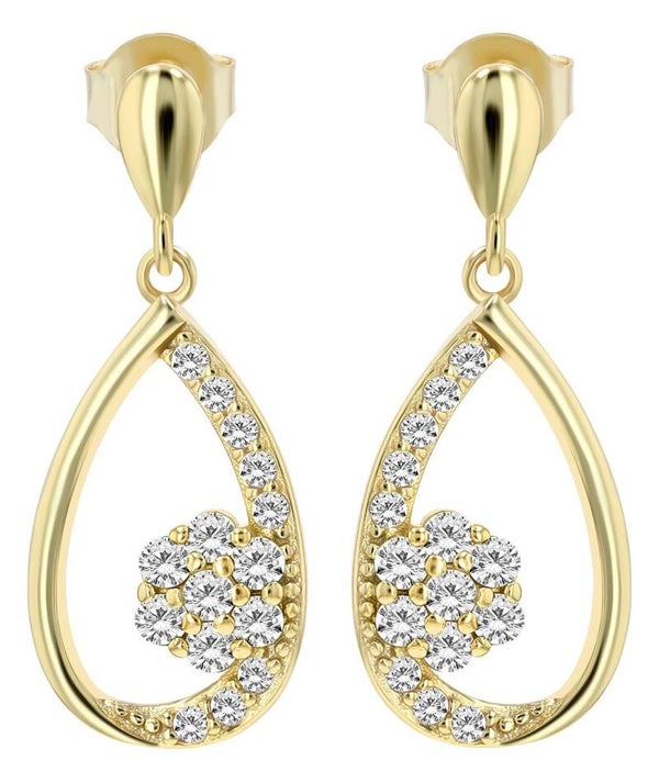 "Eira" 925/- Echt Silber Ohrhänger, Zirkonia - weiß, vergoldet  5300464-001