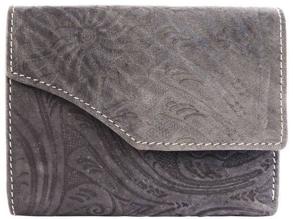 Akzent Echtledergeldbörse mit Strukturmuster, grau