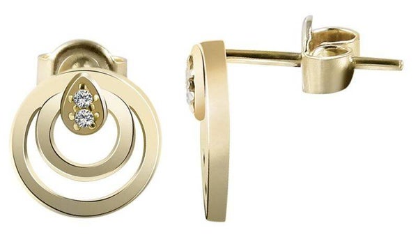 333/- Gold "Antonica" Ohrstecker mit Zirkoniabesatz, rund, 8 Karat, Gelbgold