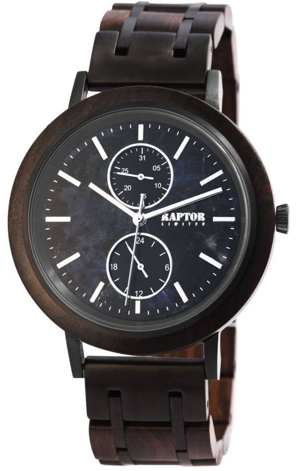 RAPTOR LIMITED Herrenuhr "Marble" mit Multifunktionsuhrwerk, Edelstahl mit Holz