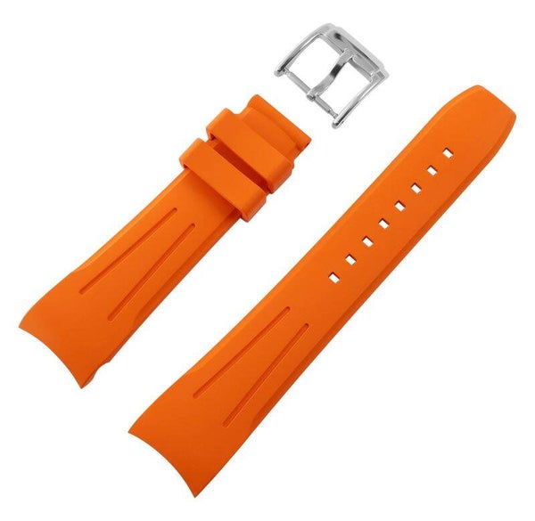 FKM Kautschuk-Uhrenarmband, Dornschließe, 20 mm, orange, (FKM= Fluorelastomer-Kautschuk)    8400066-200