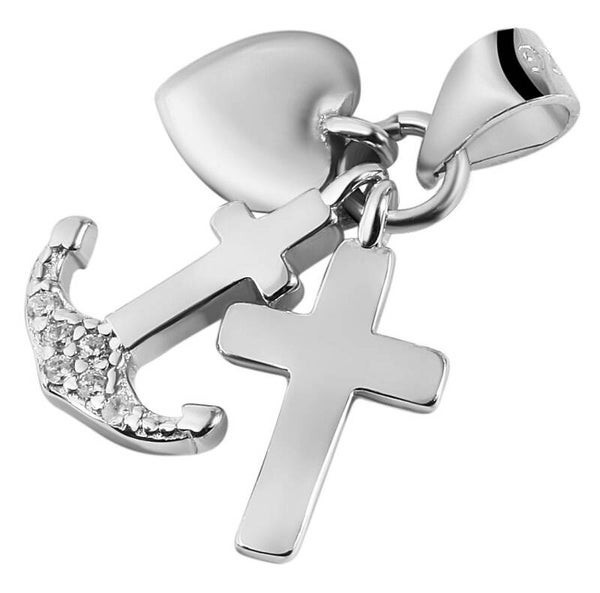 "Rami" 925/- Echt Silber Anhänger Herz, Anker, Kreuz, 925/rhodiniert (ohne Kette)   5310102-001