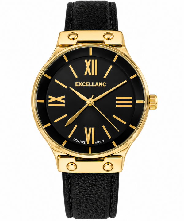 Excellanc Herrenuhr Schwarz Gold – Quarzuhr | Gerds-Uhrenshop.de