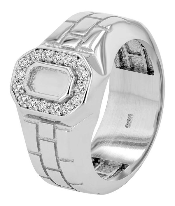 925/- Echt Silber Damenring, rhodiniert mit Zirkoniabesatz, Gr 60  5330086-60