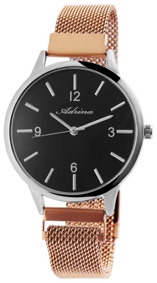 Adrina Damenuhr mit Edelstahl-Milanesearmband, roségoldfarben/silberfarben