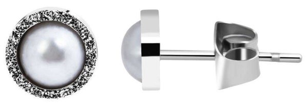 Akzent Edelstahl Ohrstecker mit Perlenimitation, silberfarben  5050159-001