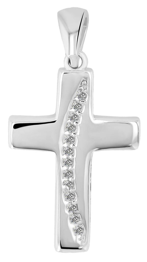 "Dine" - Kreuz, 925/rh Echt Silber Anhänger (ohne Kette) mit Zirkoniabesatz 5310191-001