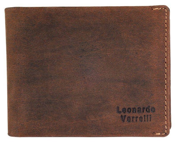 Leonardo Verrelli, Herren Echtleder Geldbörse, vintage, RFID, quer, braun 3000581-002