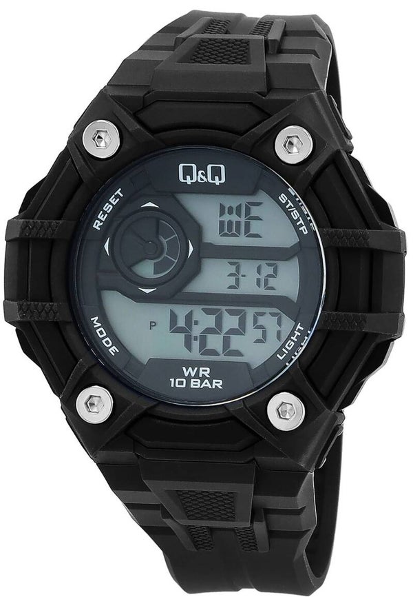 Q&Q Herren Digitaluhr, Silikonarmband, multifunktion, schwarz G18A-001VY