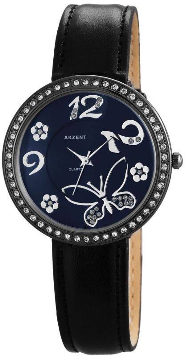 Akzent Damenuhr mit Lederimitationsarmband SS8073000012