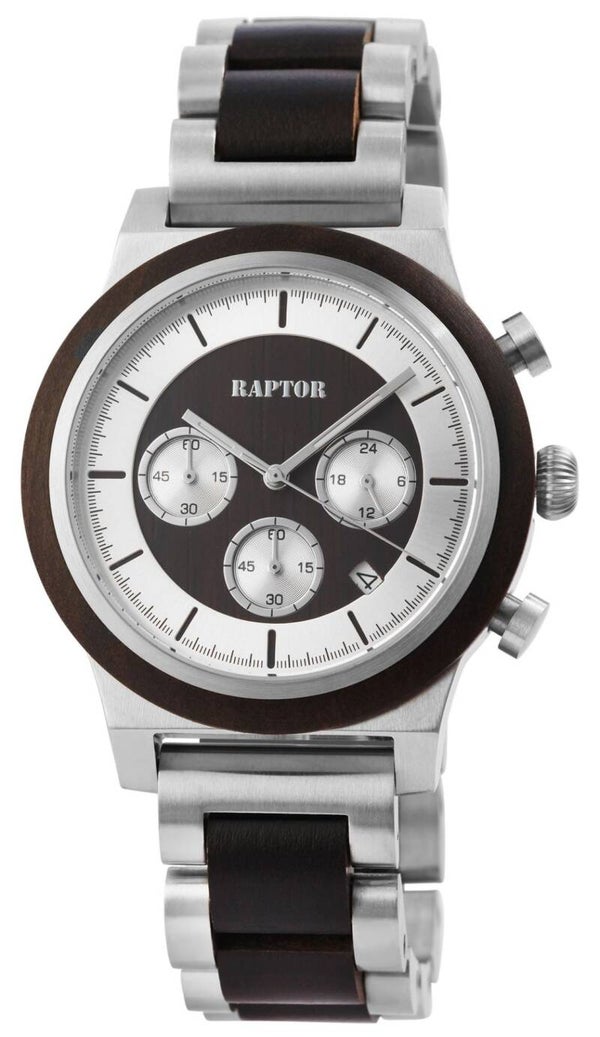 Raptor Limited Herrenchronograph "Brios" aus Edelstahl und dunkelbraunem Sandelholz