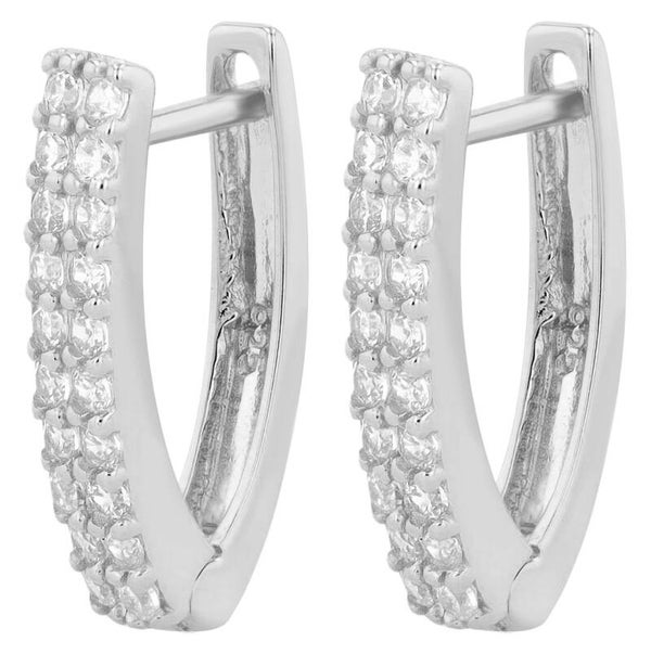 "Aliki" 925/- Echt Silber Creole mit Zirkoiabesatz V-Form, rhodiniert   5300577-001