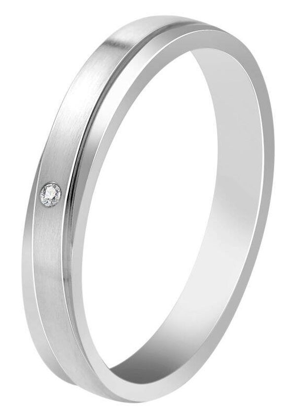 Akzent Damen-Partnerring, Edelstahl, Similibesatz, silberfarben, Gr. 54