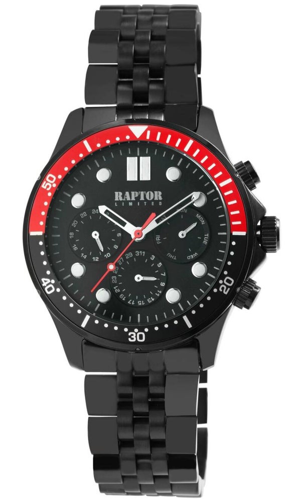Raptor Limited Herrenuhr "Ghassan" mit Edelstahlarmband, schwarz