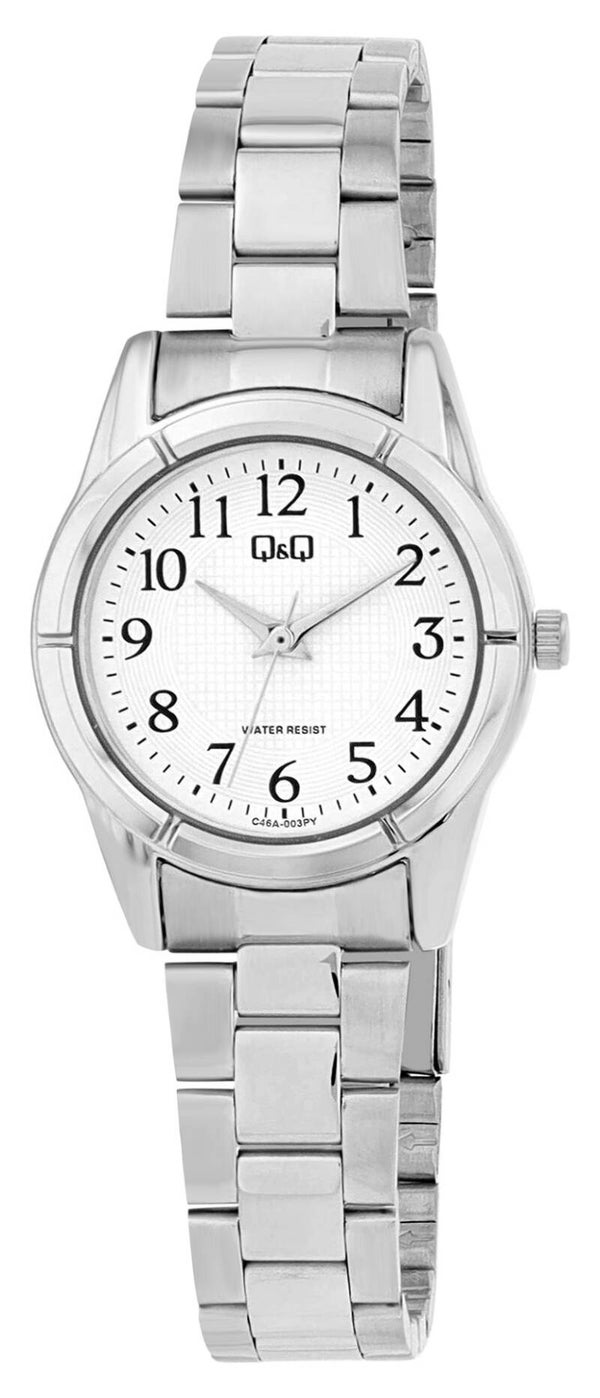 Q&Q Damenuhr mit Edelstahlband, 3 BAR, silberfarben  C46A-003PY