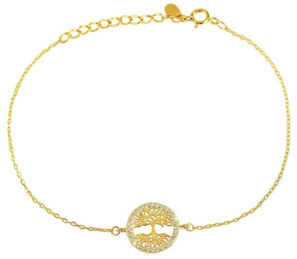 925/- Echt Silber Armband "Bina", Lebensbaum, Zirkoniabesatz, vergoldet 5340038-002