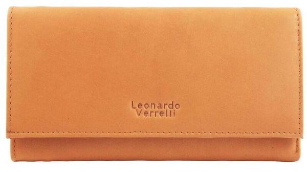 Leonardo Verrelli Echt Leder Geldbörse in cognac, RFID