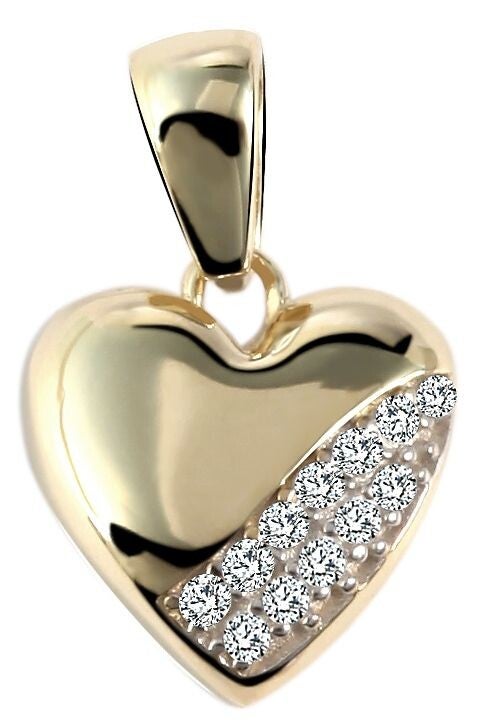 375/- Gold Anhänger "Shanice" ohne Kette, Herz mit Zirkoniabesatz, Gelbgold, 9 Karat