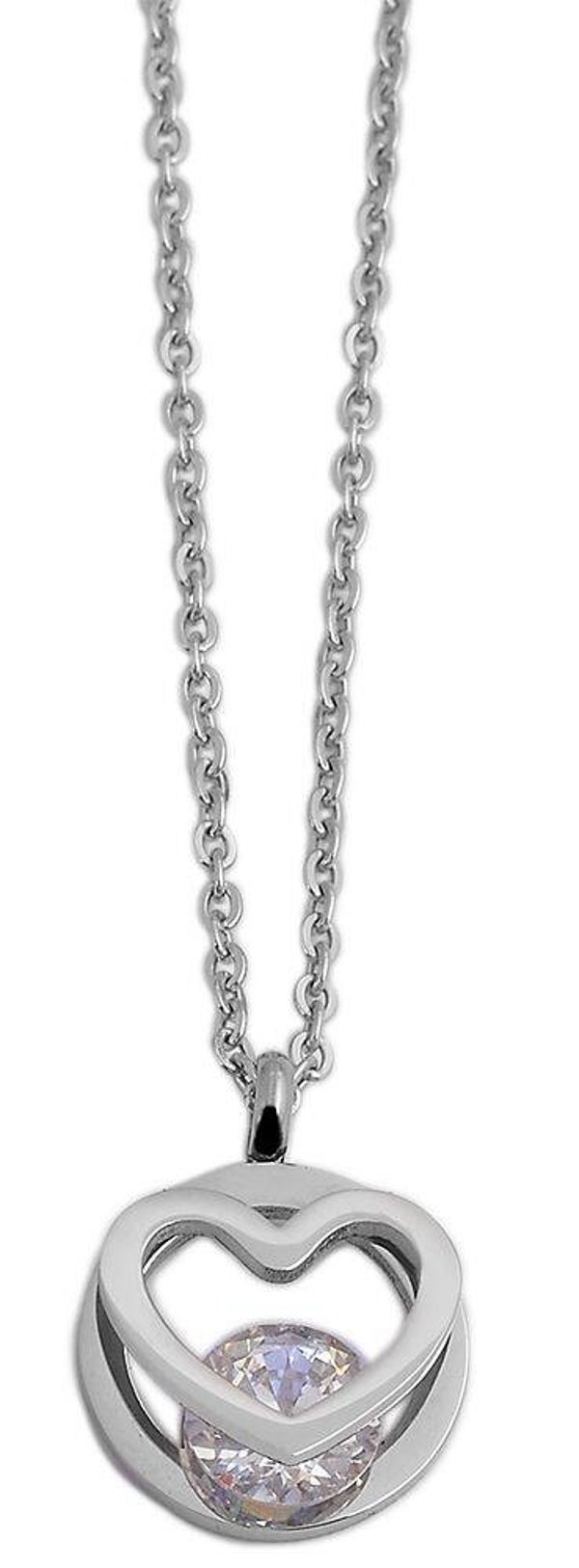 Evans" Edelstahlkette mit Herzanhänger 45 + 5 cm, silberfarben 5010081-001