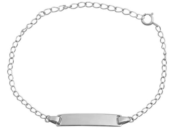 925/- Echt Silber Armband "Biserka" mit gravurfähiger Identplatte, 925/ rhodiniert, 13+4 cm 5340001-001