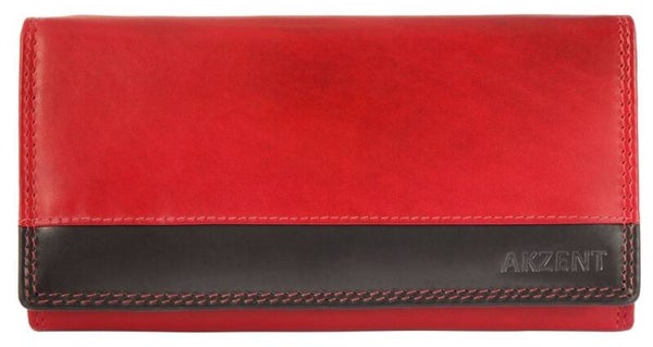 Akzent Echtledergeldbörse, RFID safe, rot/schwarz