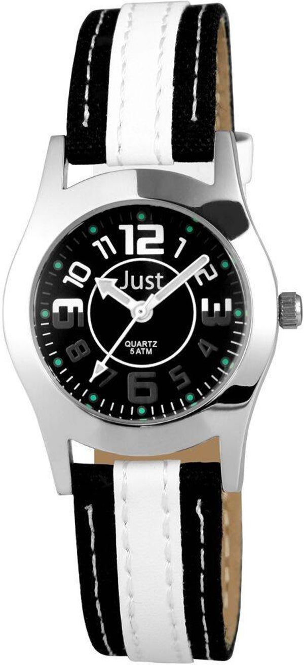 Just JU321 Analog Kinderuhr mit Lederimitat-Textilband JU20158-004