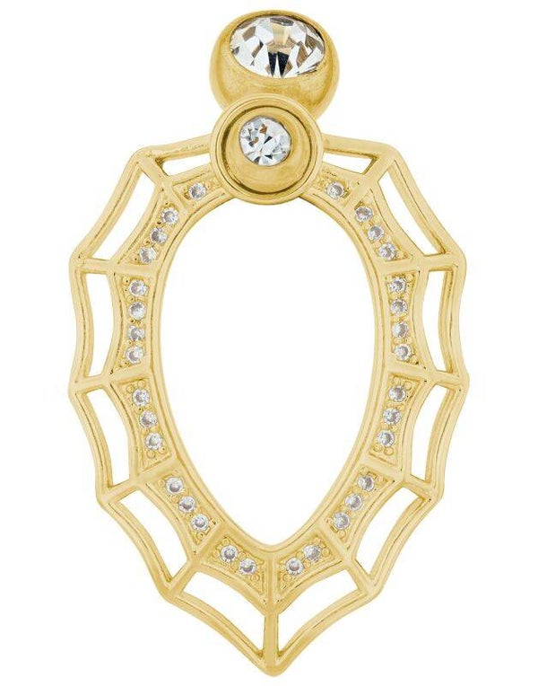 Sigrid" Edelstahl-Bronze Bauchnabelpiercing, Stablänge 11 mm/ Stabstärke 2 mm, Zirkonia, goldfarben