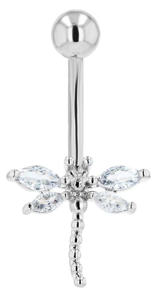 "Thali" 316L Edelstahl-Messing Bauchnabelpiercing, Libelle, Stablstärke 1,6 mm/ Länge 11mm