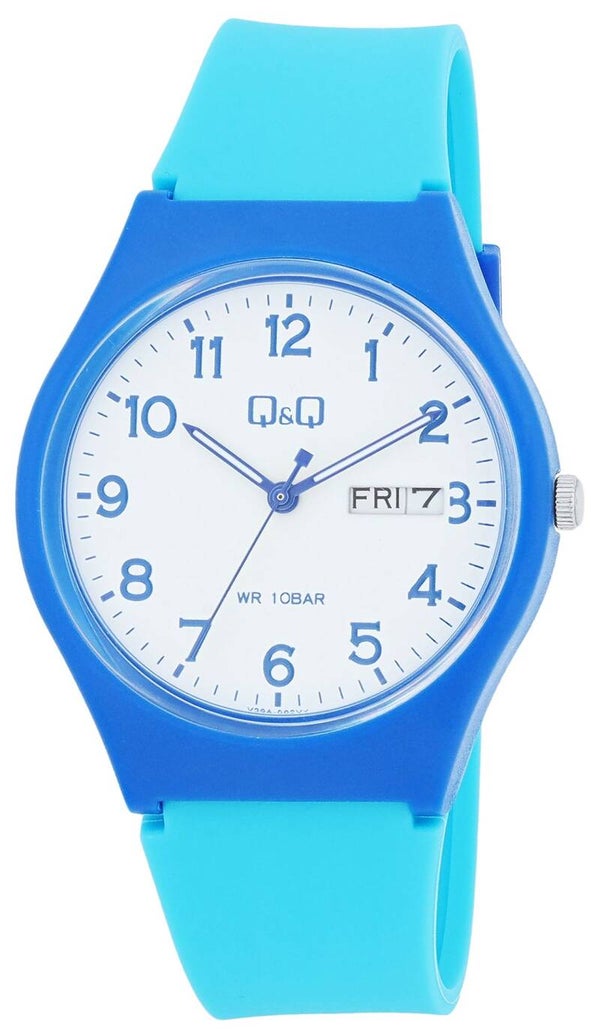 Q&Q Damenuhr mit Silikonarmband, 10 BAR, blau V39A-002VY