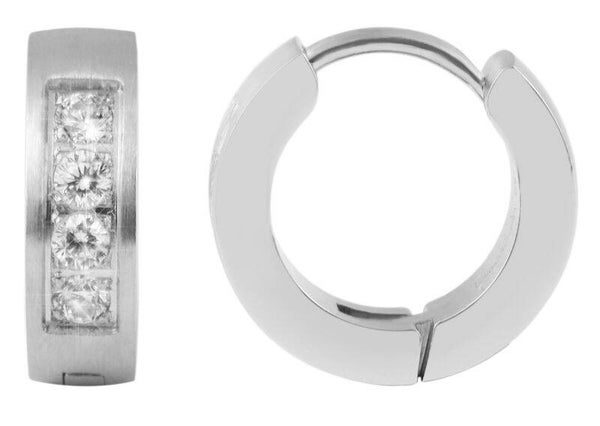 Farina", Edelstahl Klapp-Creolen, Simili, gebürstet, silberfarben