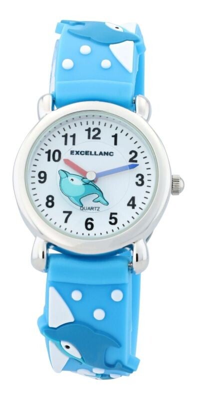 Excellanc Kinderarmbanduhr, Silikonarmband, silberfarben/blau/weiß  4500021-001