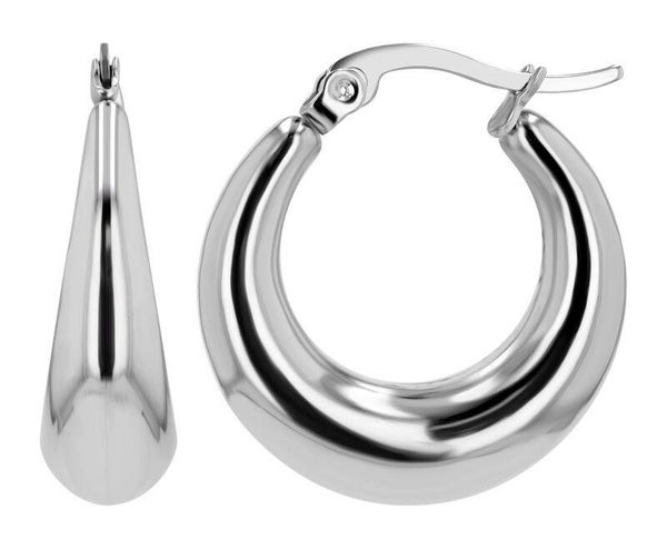 Freesia", Creolen aus Edelstahl, silberfarben, 24,5 x 6 x 6,5 mm