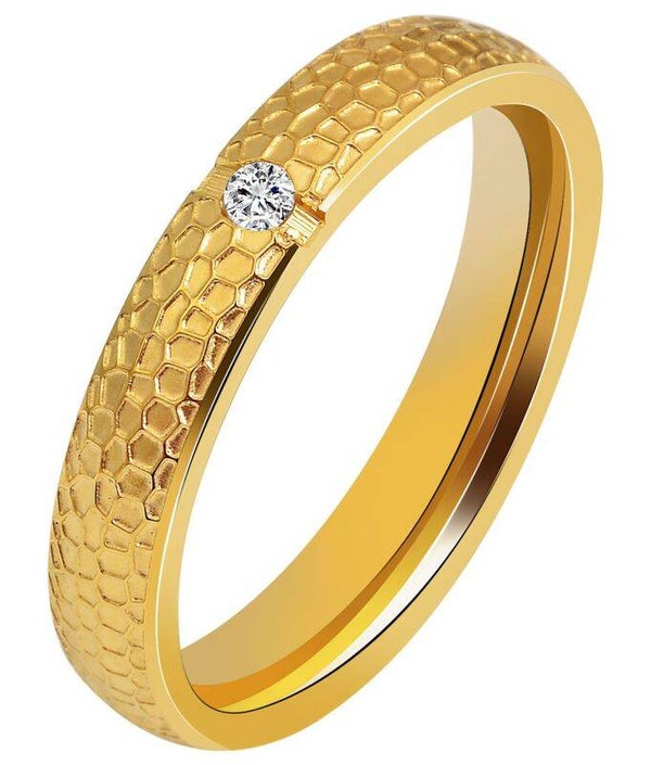 Akzent Damen-Partnerring, Edelstahl, Similistein, goldfarben, Gr. 54